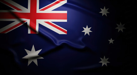 Australian National Flag Fabric Illuminated with Shadows and Light