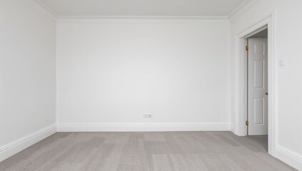 Naklejka premium Simple Period House, Minimalist White and Light Grey Decor, Spacious Living Atmosphere