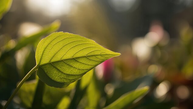 Macro photography of vibrant spring leaves in a garden, ideal for editorial header background