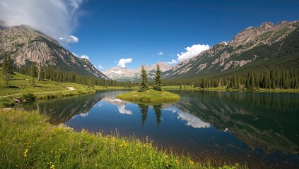Fototapeta premium Summer season in the Canadian Rockies, showcasing natural beauty and accessibility