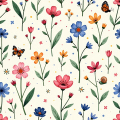 Whimsical Critter & Bloom Seamless - Playful Cottagecore Wallpaper