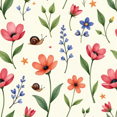 Whimsical Critter & Bloom Seamless - Playful Cottagecore Wallpaper