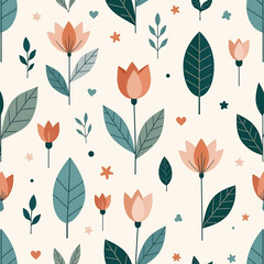 Fototapeta premium Modern Abstract Botanical Seamless Pattern - Contemporary Kids Decor