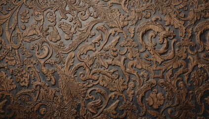 Obraz premium Old wood carving texture, vintage design wallpaper, suitable for editorial header background