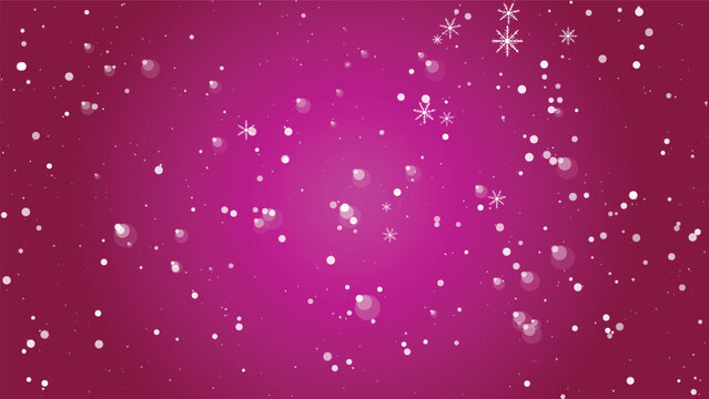 Snowflakes and bokeh lights falling on a pink background for winter season - Powered by Adobe