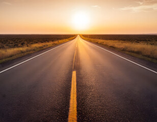 Fototapeta premium a long road that leads into the horizon for success