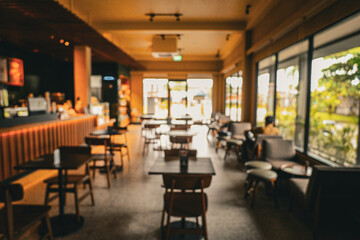 Blurred Interior Shot of a Cozy and Inviting Coffee Shop