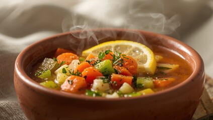 Vegetable Soup Featuring Lemon, fiber-dense choice