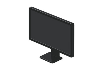 Generic black desktop display screen in isometric perspective for technology concepts