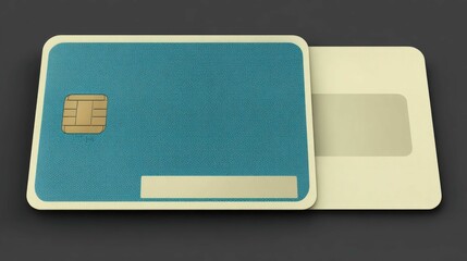 A detailed image of a credit card and its matching envelope, rendered on a dark background