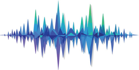 Vibrant Abstract Audio Waveform Illustration with Geometric Peaks and Reflections