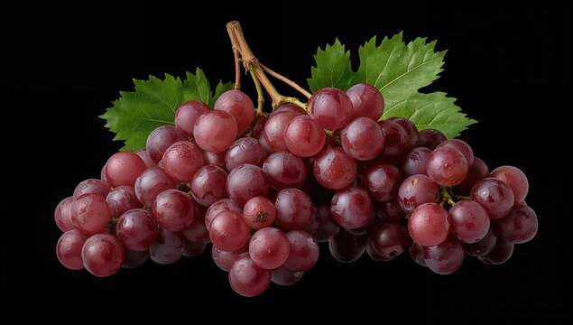 Fresh ripe red grapes on a black backdrop, suitable for culinary presentations