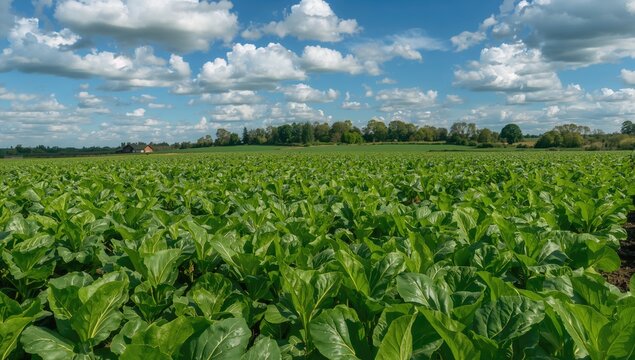 Sugar beet fields basking in the summer sunlight, agricultural productivity - Powered by Adobe