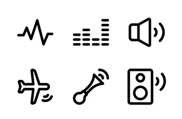 Dynamic Noise Icon Set with Modern Sound, Vibration and Disturbance Symbols for Professional Audio and Alert Visuals