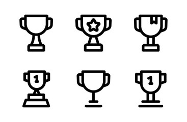 Prestigious Trophy Icon Set for Modern Achievement Awards, Competitive Success Symbols and Professional Recognition Graphic Resources