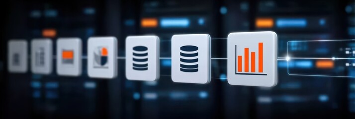 Fototapeta premium The monitor links server memory and database scans to produce a real time report