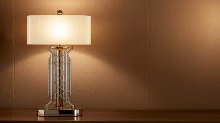 Lucid Origin Art Deco Style Lamp with Geometric Metalwork