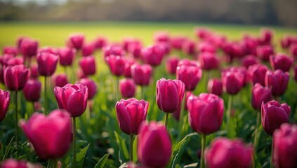 Colorful Tulip Fields Full Bloom