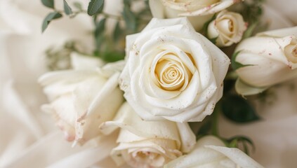 Obraz premium White roses with blemishes, indicating potential decay risk