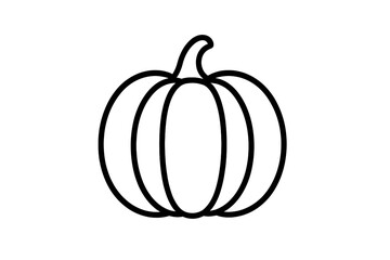Simple black outline icon of a round pumpkin squash for autumn harvest decoration