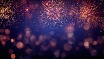 New Year fireworks display lighting up the night sky, seasonal celebration