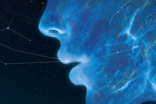 A cosmic constellation resembling a face in space