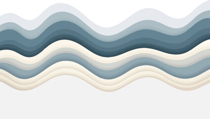 Abstract Wavy Paper Cut Background with Blue and White Tones