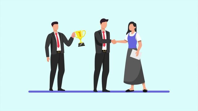 Animated video of goal client first woman. Client First concept. Full length animated illustrations. High quality 4k footage