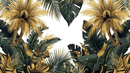 Luxury Gold and Black Tropical Plant Background