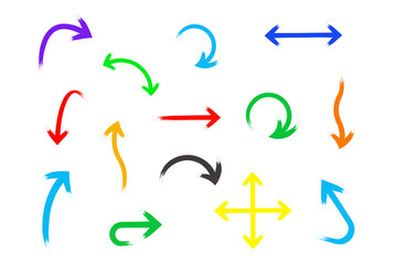 Collection of colorful hand drawn arrows pointing in various directions