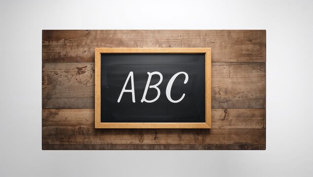 Blackboard displaying ABC letters on a white surface, educational theme for back to school season - Powered by Adobe