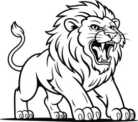 Fierce roaring lion illustration for coloring or design projects