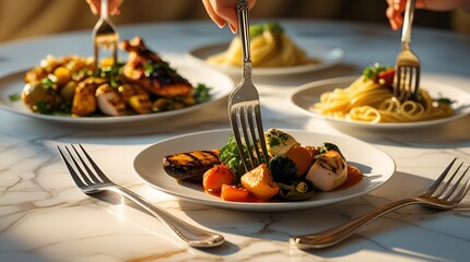 "Phoenix 10 Still Life Foods Composition," still life photography, food arrangement, pierced foods, artistic still life, creative food display, dramatic lighting, high-detail texture, gourmet ingredie