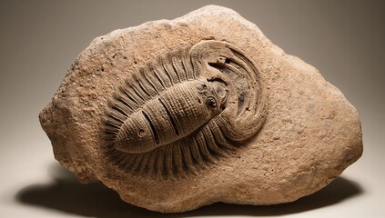 Trilobite fossil specimen showcasing intricate ridges and details, emphasizing preservation