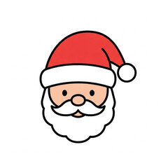 Santa Claus Face Icon &ndash; Cute Flat Style