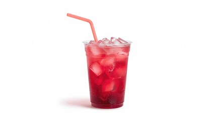 Pomegranate iced tea in a takeaway cup with a straw, refreshing beverage option