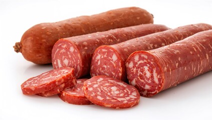 Mortadella salami and pork sausages, rich in protein, regional culinary specialty