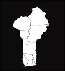 White Benin map on black background
