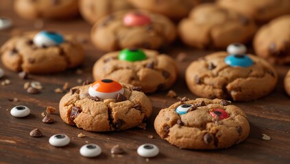 Halloween-themed monster eye cookies designed for children, fun treat for seasonal festivities
