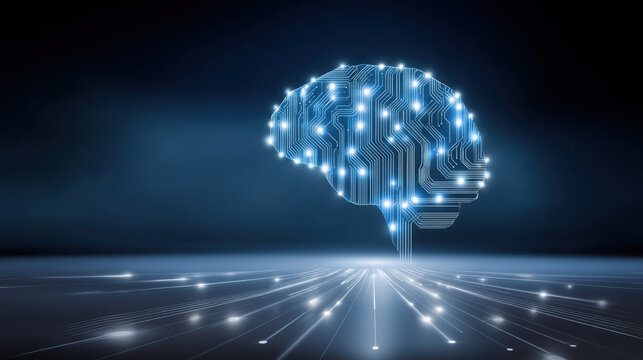 E commerc artificial intelligence brain circuit glowing network futuristic digital concept