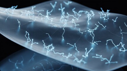 Abstract Energy Patterns: intricate networks of glowing energy weave across a translucent surface, the photograph captures a captivating display of interconnectedness.