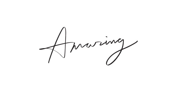 Amazing text font calligraphy hand written lettering script black color object amazing surprise fashion inspiration motivation amazing professional positive amazing brand banner greeting card amazing - Powered by Adobe