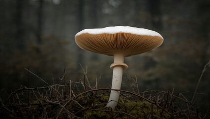 Isolated Armillaria mellea, commonly known as Honey gel Hallimasch mushroom