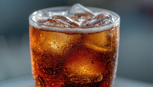 Refreshing Iced Soda with Cubes, a thirst-quenching choice for hydration