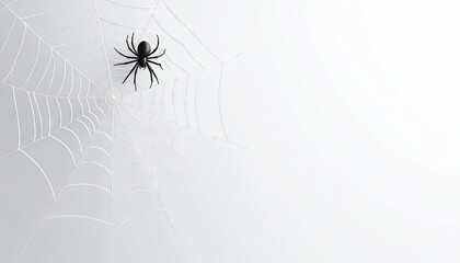 An Arachnid Suspended in its Intricate White Web Against a Soft Gradient Background with Subtle Lighting