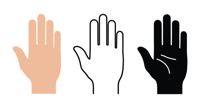 Three hand illustrations in different styles on a white background