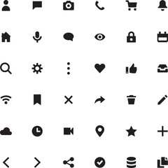 Essential minimal icon set modern flat vector collection