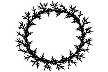 snowy twigs wreath vector icon silhouette