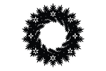snowy pine wreath vector icon silhouette