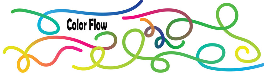 Abstract Colorful Ribbon Flowing Design Illustration with Text, Color Flow, Against White Background